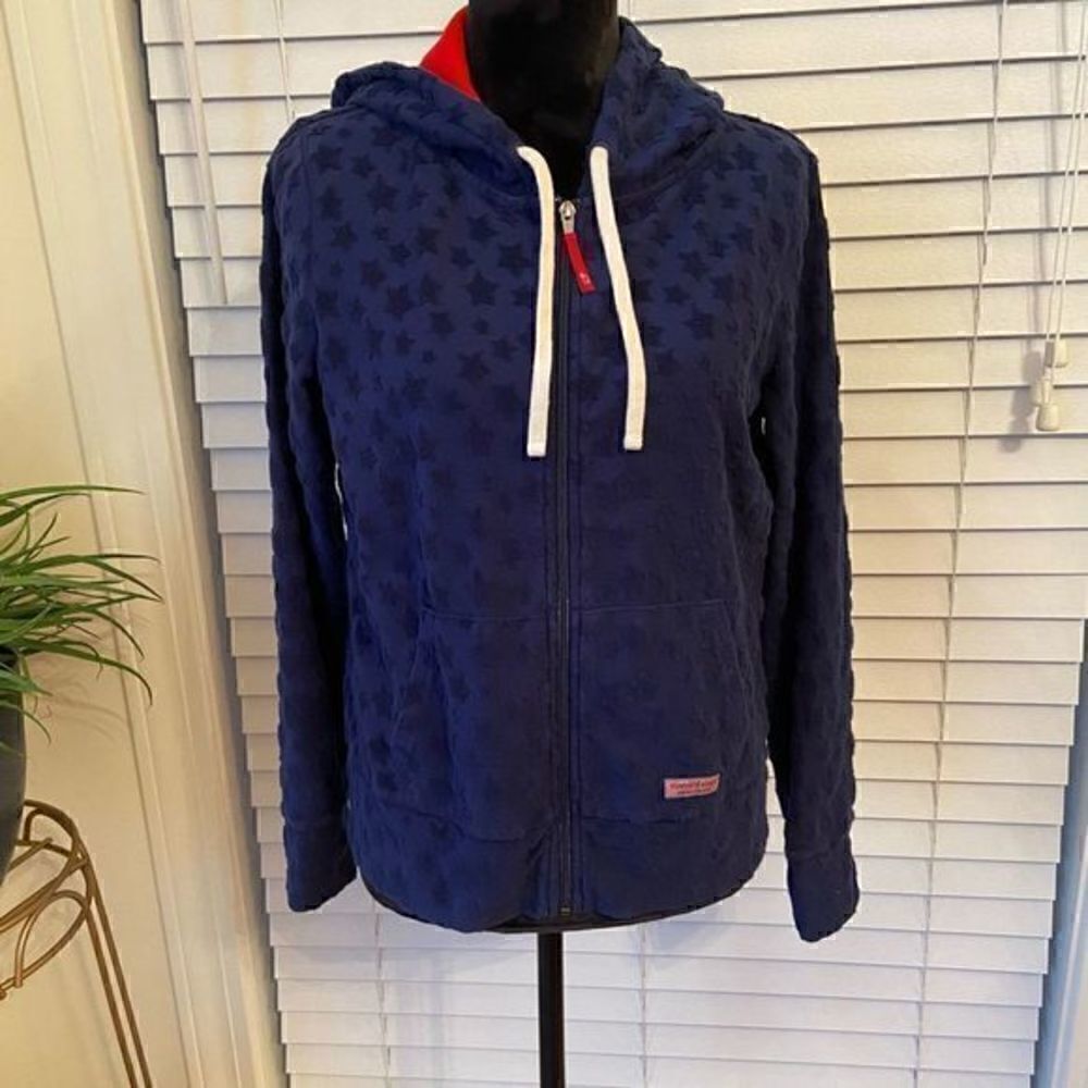 VINEYARD vines womens hooded zip up sweatshirt 
navy blue 
size‎ small